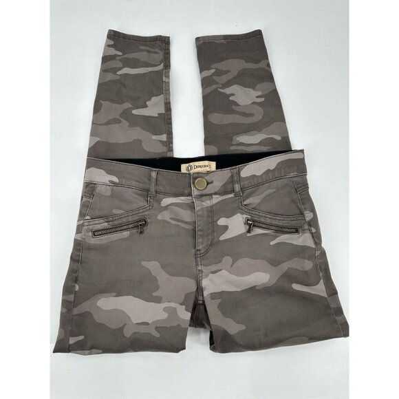 Democracy AB Solution Ankle Skimmer Jeans Green Camouflage Skinny Stretch 6 - Picture 1 of 7